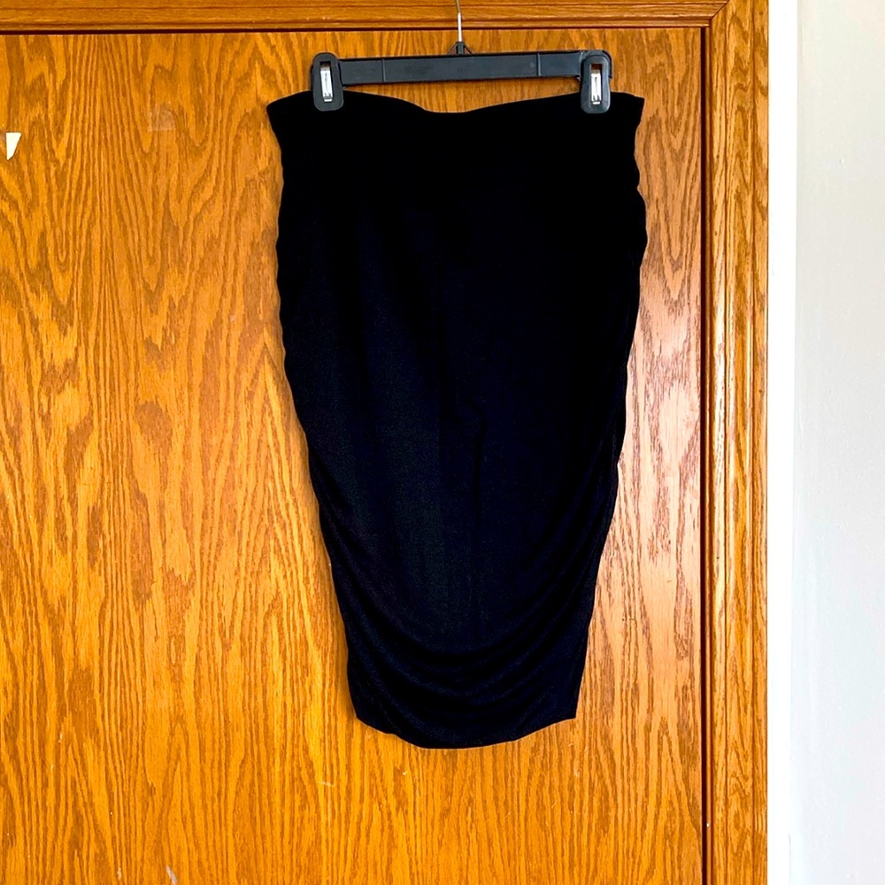 Vince Camuto Black Ruched Midi Pencil Skirt